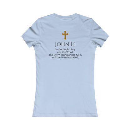“The Word Eternal” – Women’s Favorite Christian Tee with Bold Dark Lettering (John 1:1)