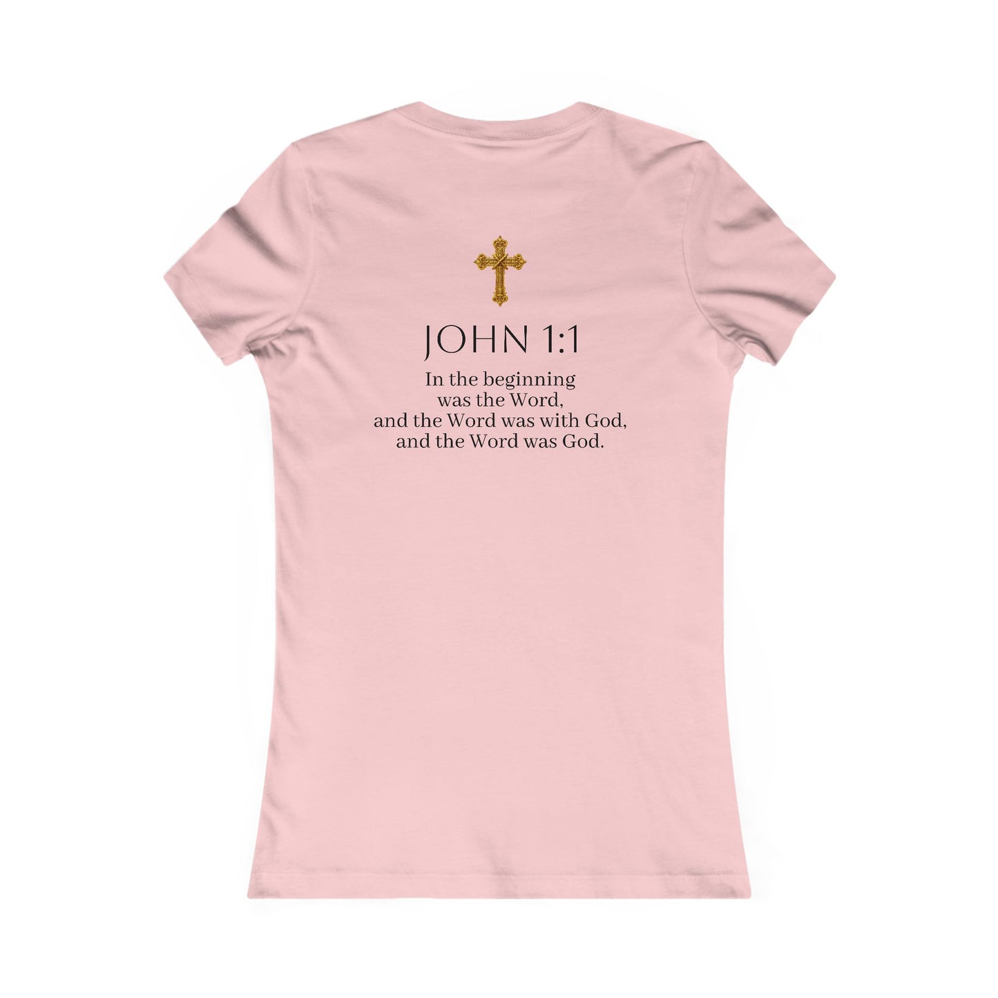“The Word Eternal” – Women’s Favorite Christian Tee with Bold Dark Lettering (John 1:1)