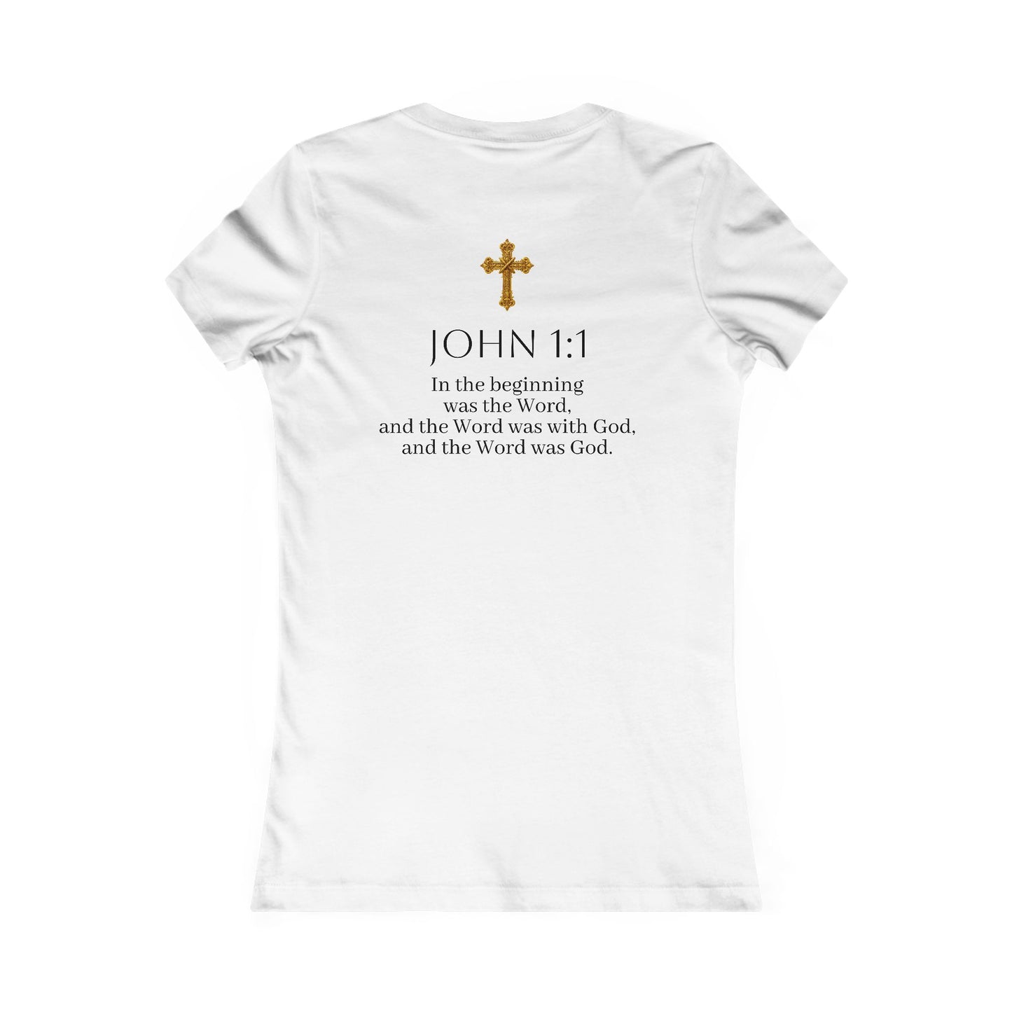 “The Word Eternal” – Women’s Favorite Christian Tee with Bold Dark Lettering (John 1:1)