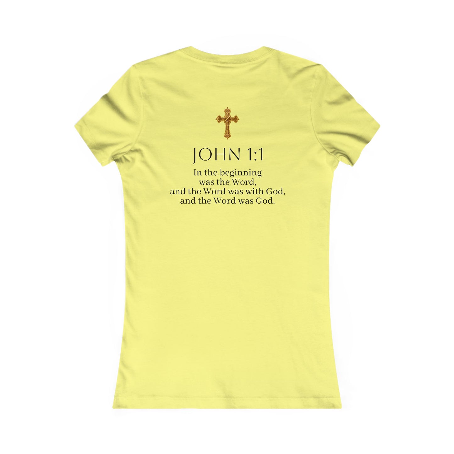 “The Word Eternal” – Women’s Favorite Christian Tee with Bold Dark Lettering (John 1:1)