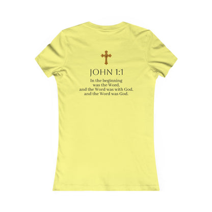 “The Word Eternal” – Women’s Favorite Christian Tee with Bold Dark Lettering (John 1:1)
