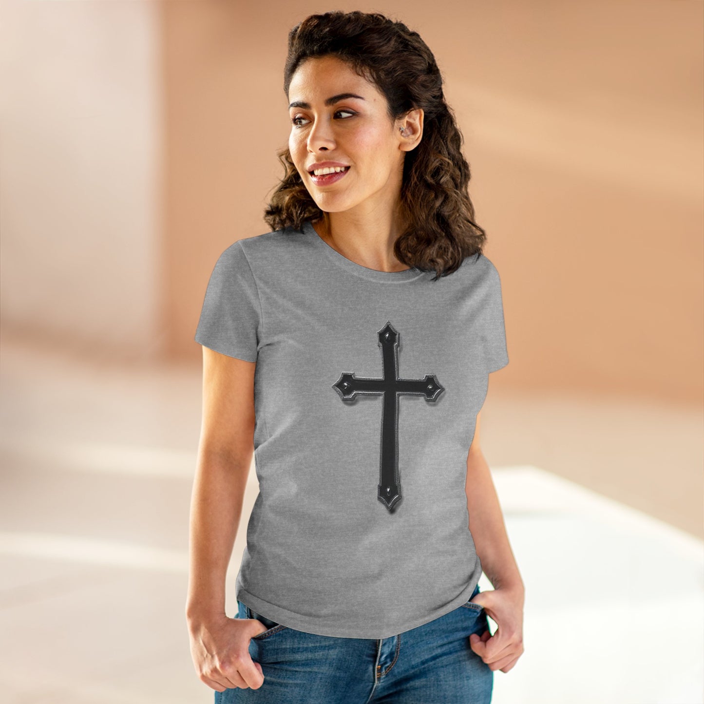 Warrior’s Black Cross Women’s Christian T-Shirt | Ephesians 6:11
