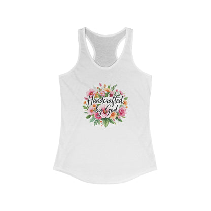 Women’s Christian Racerback Tank – Handcrafted by God Floral Faith Apparel