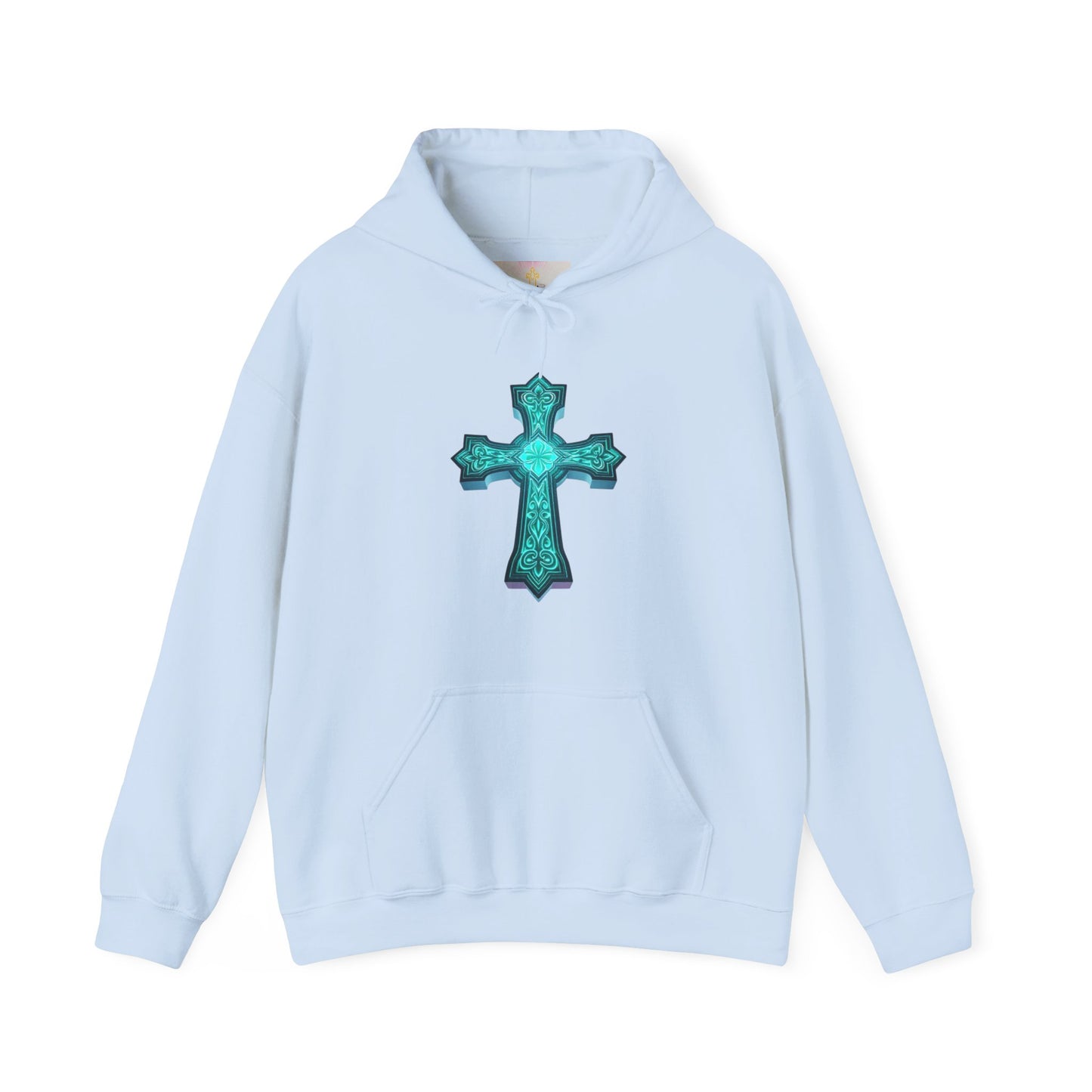 Women’s Heavenly Glow Hoodie – Luminous Cross Christian Design
