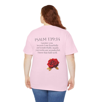 Handcrafted by God (Rose) - Woman's Christian T-Shirt (Dark Lettering)