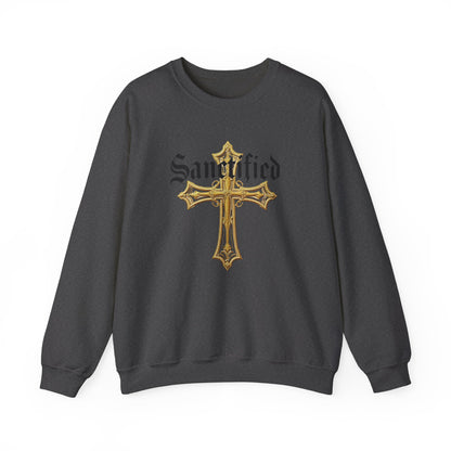 Sanctified Men's Gothic Cross Sweatshirt – Bold Christian Comfort