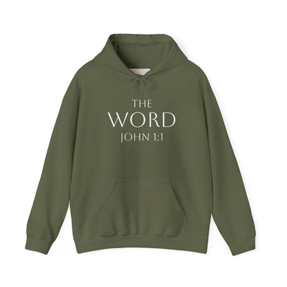 “The Word Eternal” – Women’s Christian Hoodie with White Lettering (John 1:1)