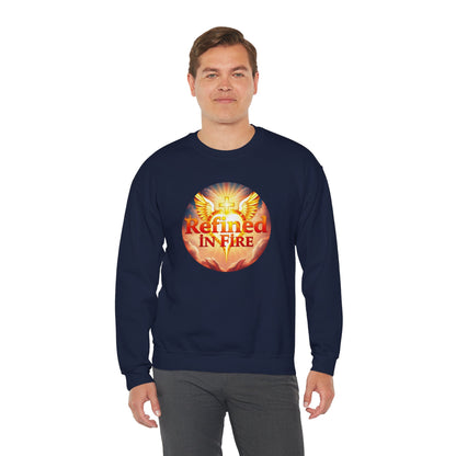 Men’s “Refined in Fire” Christian Sweatshirt – Bold Flame Design Pullover