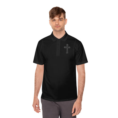 Men’s Black Cross Polo Shirt – Classic Faith-Inspired Style