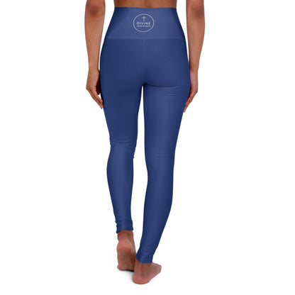 Chi Rho Women’s High-Waisted Yoga Leggings in Blue – Strength and Victory in Christ