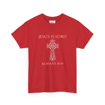 Women's Jesus is Lord Christian T-Shirt – Modern Cross Design (White Lettering)