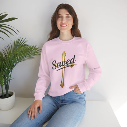 Saved Women’s Sweatshirt – Christian Faith Apparel with Cross & John 3:16