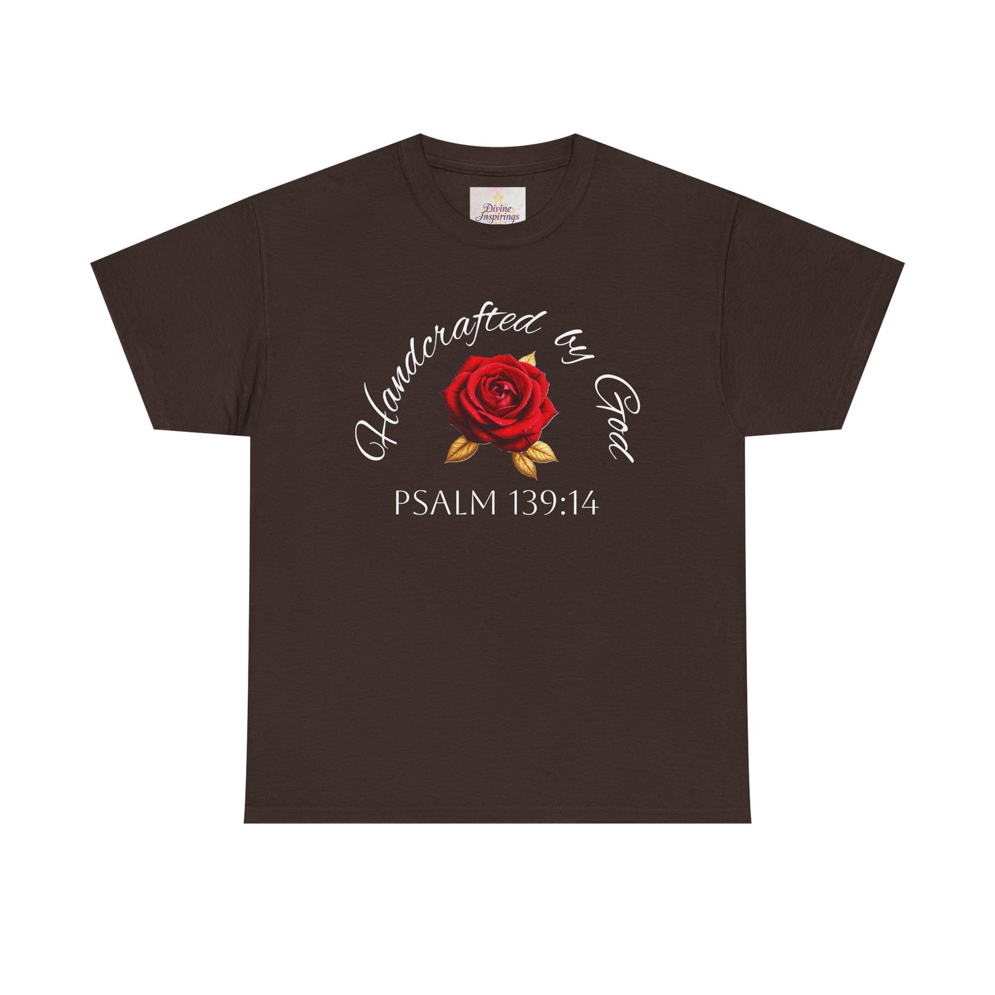 Handcrafted by God (Rose) - Woman's Christian T-Shirt (White Lettering)