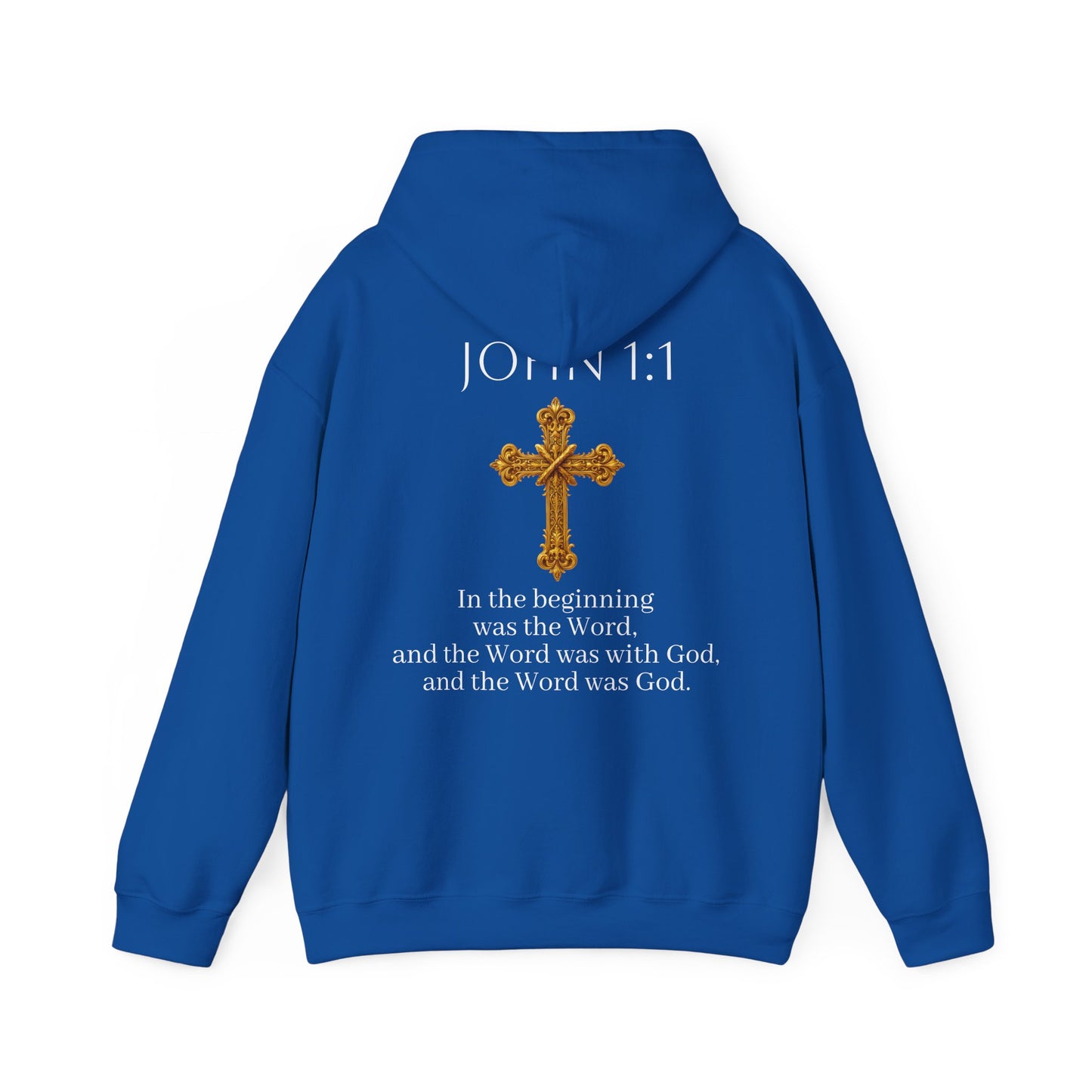 “The Word Eternal” – Men’s Christian Hoodie with White Lettering (John 1:1)