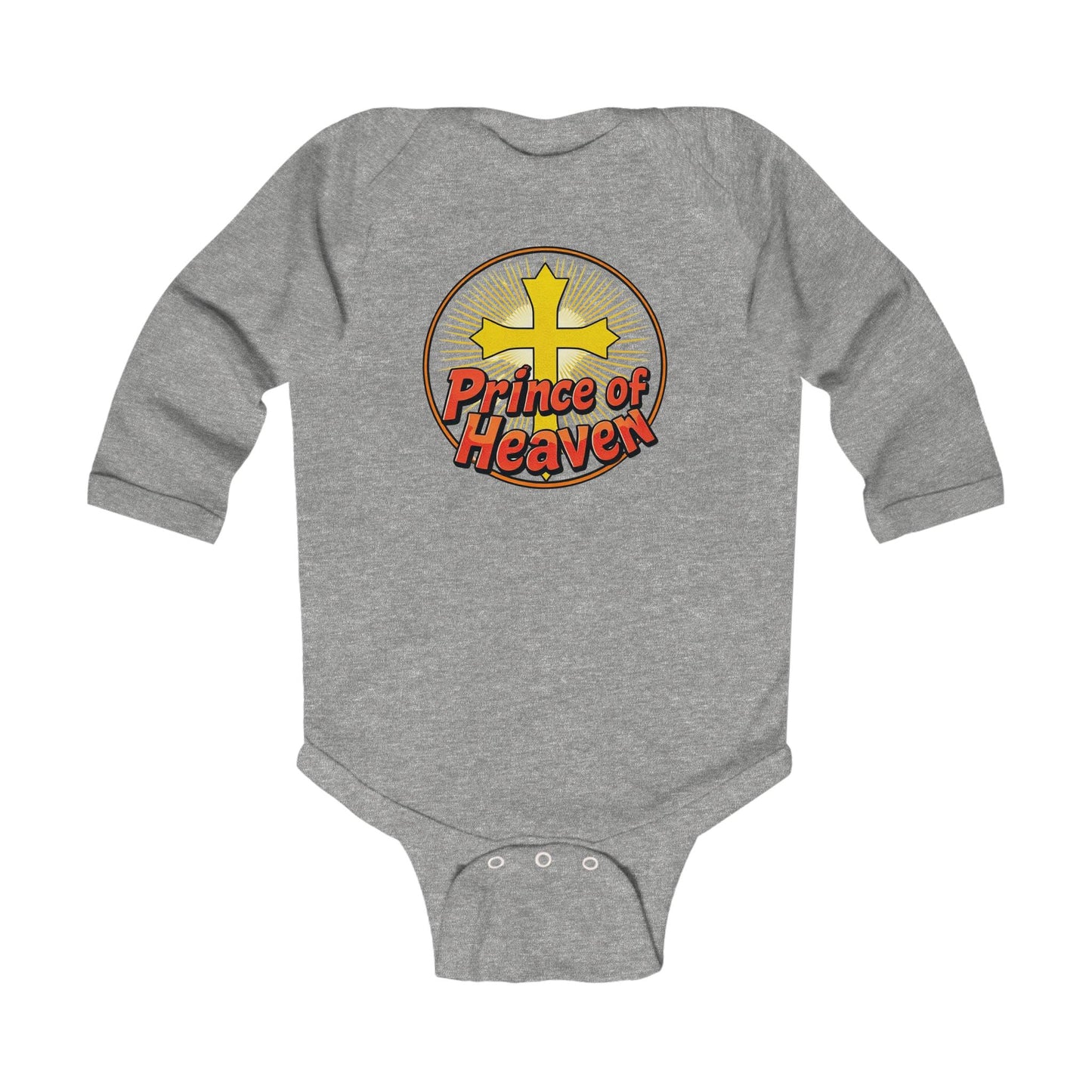 Infant Boys’ “Prince of Heaven” Long Sleeve Christian Onesie – Cozy Faith-Inspired Baby Bodysuit