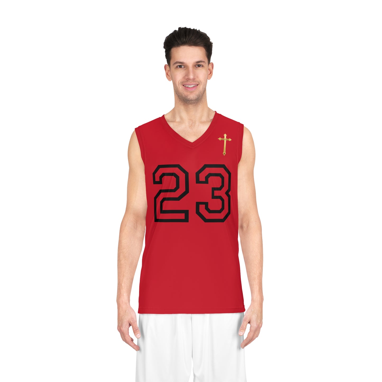 Psalm 23 Men's Basketball Jersey (Red) – Faith in Every Play