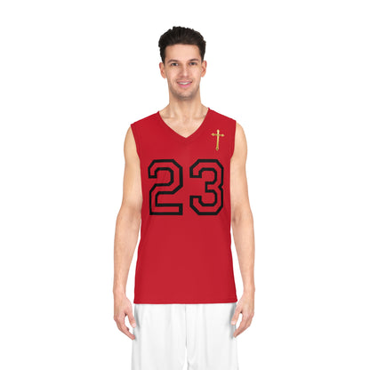 Psalm 23 Men's Basketball Jersey (Red) – Faith in Every Play