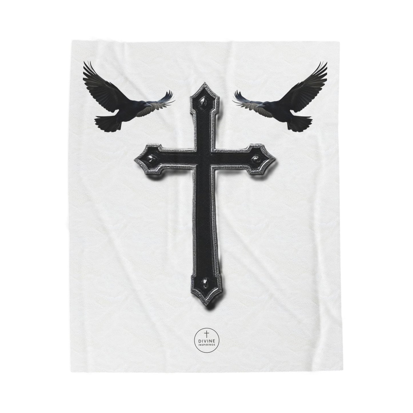 Faith in Flight: Riveted Cross & Crows Blanket