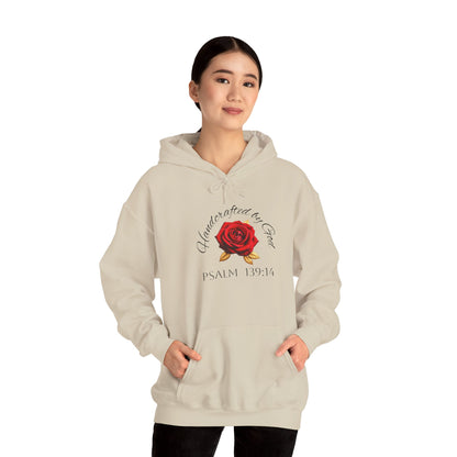 Handcrafted by God Rose Women's Hoodie – Christian Apparel (Dark Lettering)