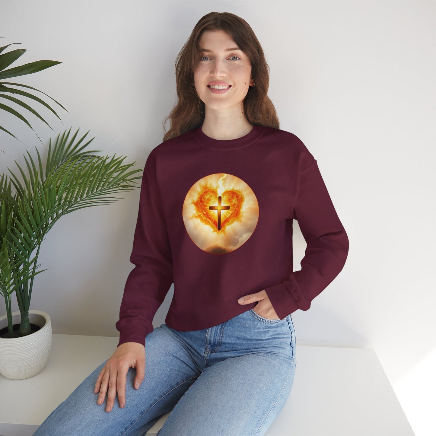 Women’s Sacred Heart Christian Sweatshirt – Symbol of Divine Love Pullover