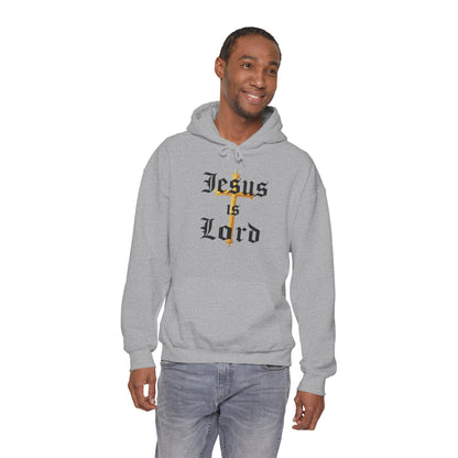 Men’s “Jesus is Lord” Christian Hoodie – Bold Cross Faith Pullover