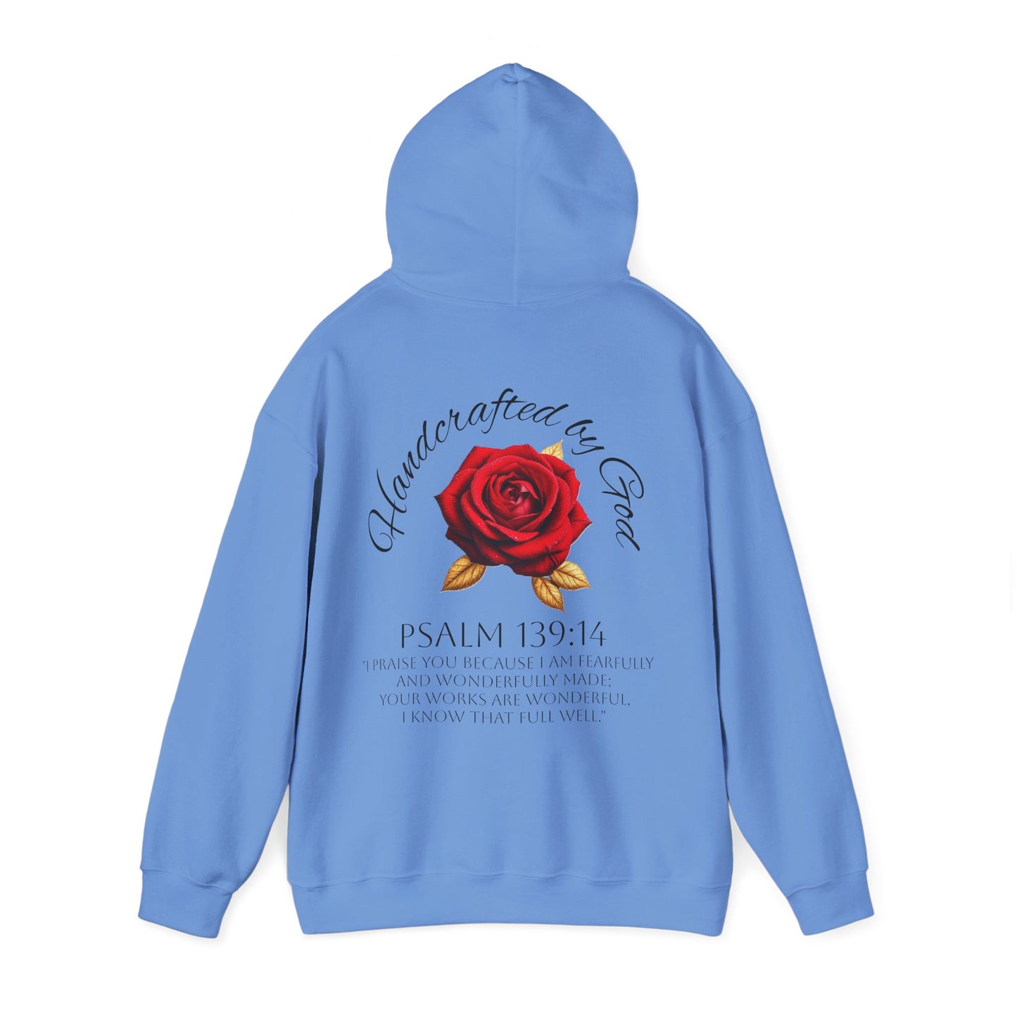 Handcrafted by God Rose Women's Hoodie – Christian Apparel (Dark Lettering)