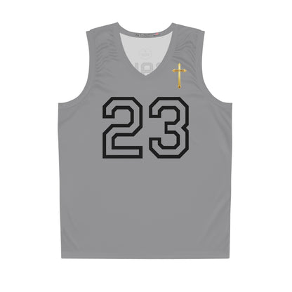 Psalm 23 Men's Basketball Jersey (Grey) – Faith in Every Play