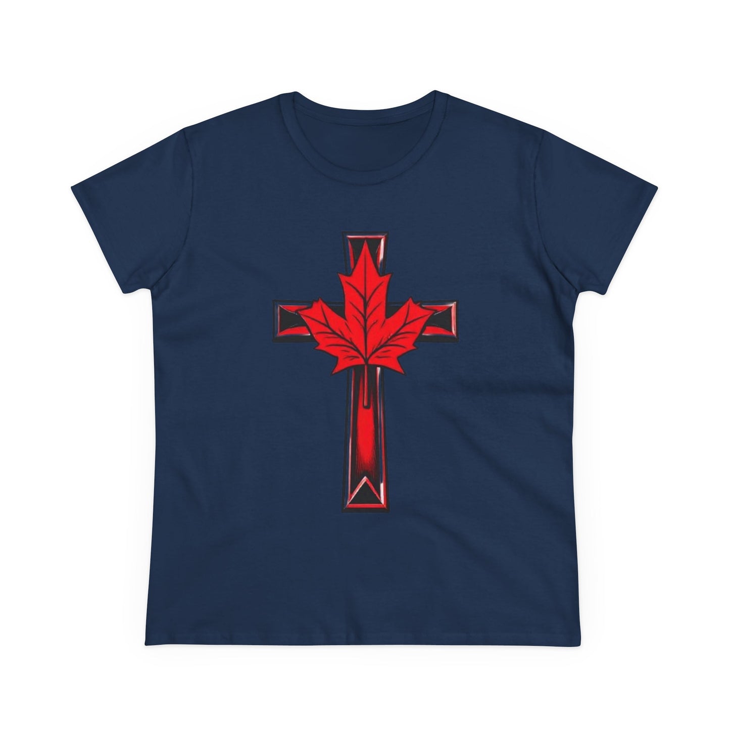 Faith & Flag – Women’s Tee with Maple Leaf Cross