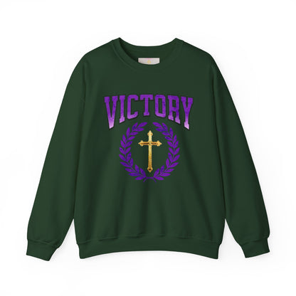 Victory Women’s Sweatshirt – Bold Purple Logo, Faith in Comfort
