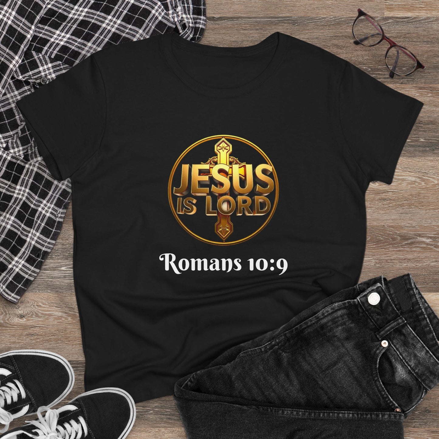 Jesus Is Lord / He Is Risen Christian Tee – Women’s Bold Faith Statement (White Lettering)