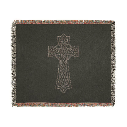 Celtic Cross Faith Blanket – Christian Woven Throw for Home & Prayer Space