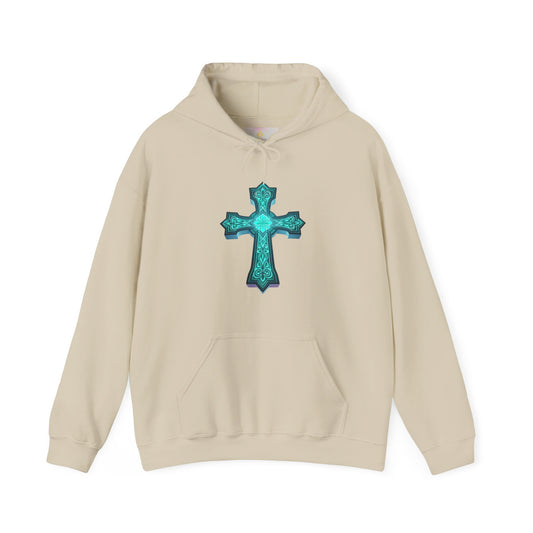 Men’s Light in the Storm Hoodie – Luminous Cross Design