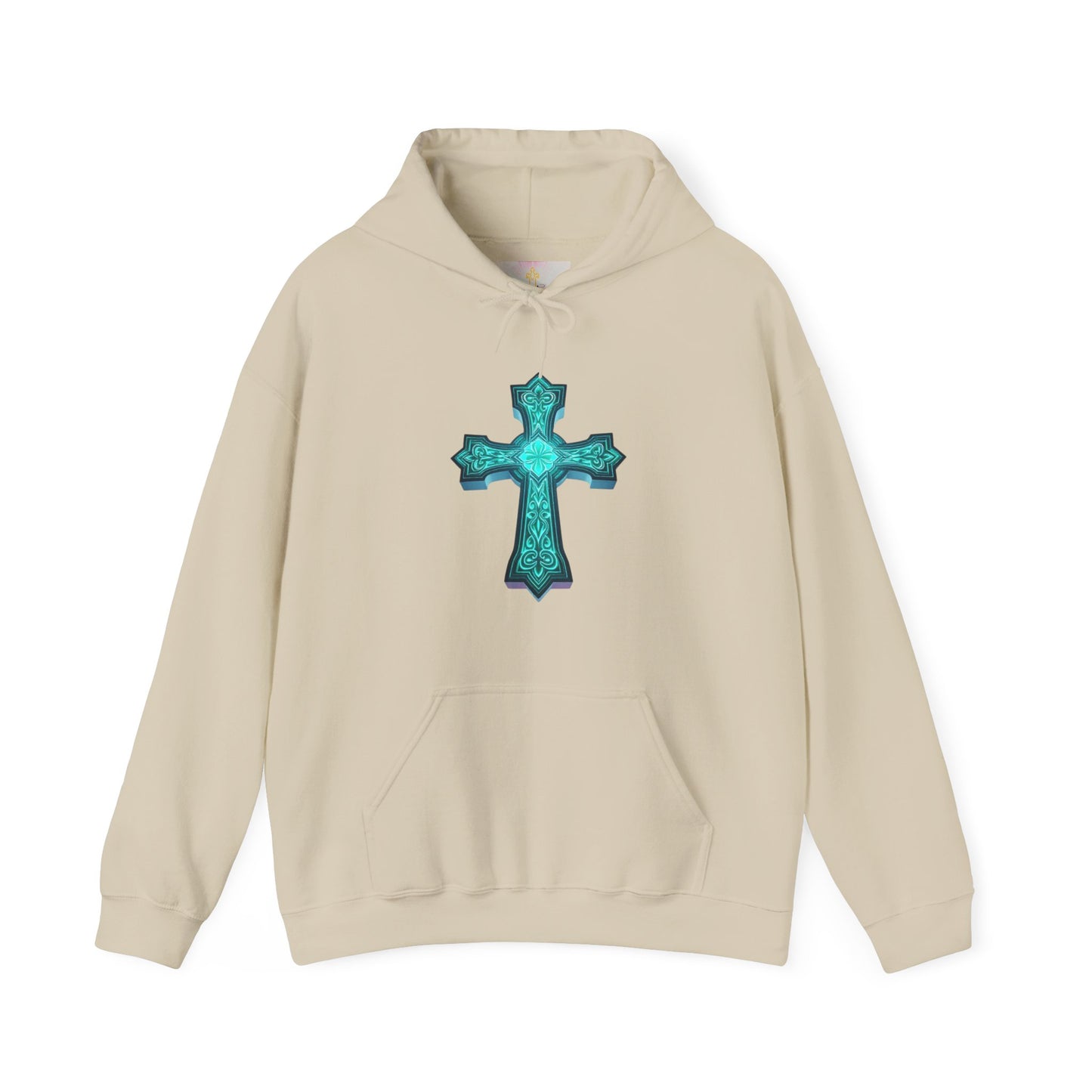 Women’s Heavenly Glow Hoodie – Luminous Cross Christian Design