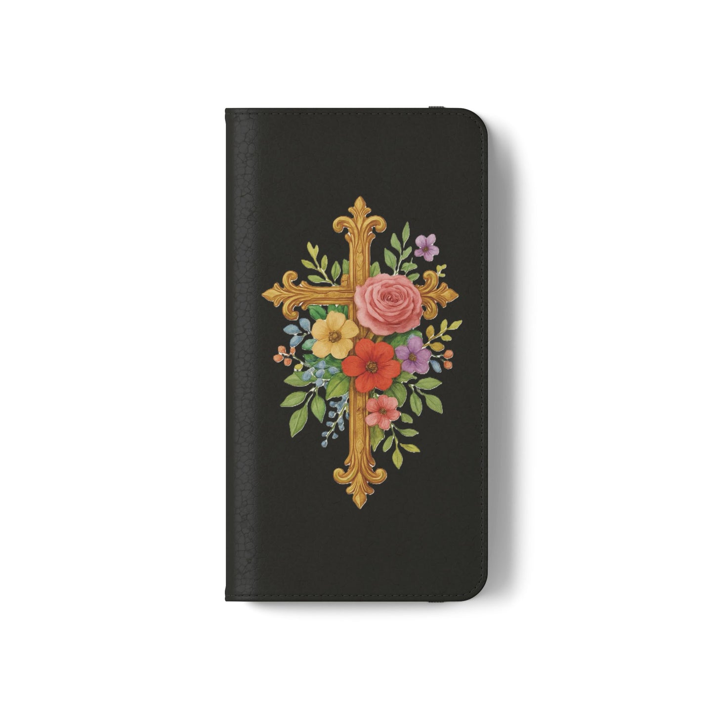 Floral Cross Wallet (black) Case for Samsung– Faith in Bloom
