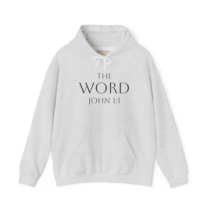 “The Word Eternal” – Men’s Christian Hoodie with Bold Dark Lettering (John 1:1)