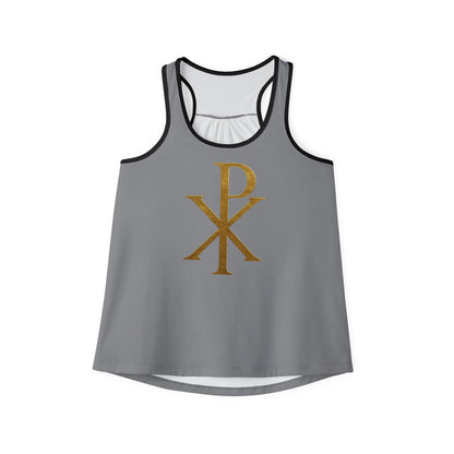 Chi Rho Women’s Christian Tank Top in Grey  – Symbol of Victory in Christ