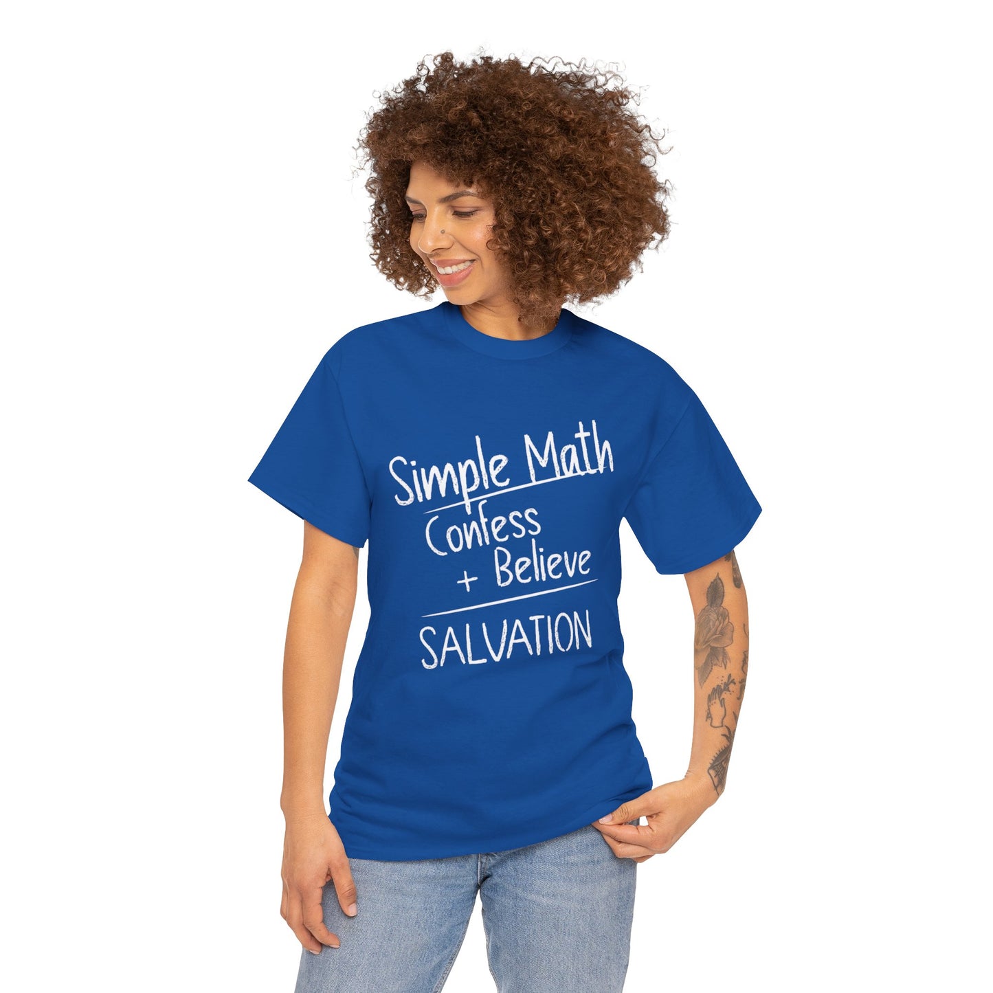 Simple Math of Salvation Women’s Christian T-Shirt (White Chalk)