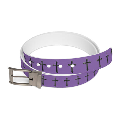 Shield of Faith Belt in Mauve – Black Cross Pattern
