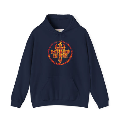 Men’s “Refined in Fire” Christian Hoodie – Flame Design Faith Pullover