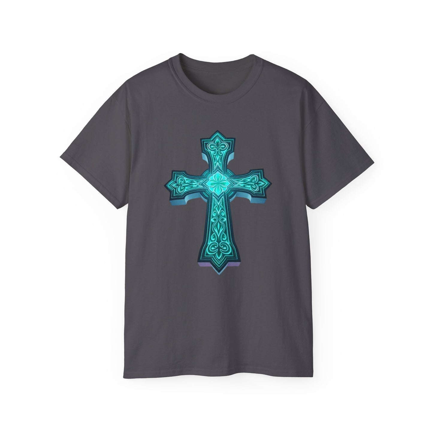 Men’s Beacon of Faith Tee – Luminous Cross Christian T-Shirt