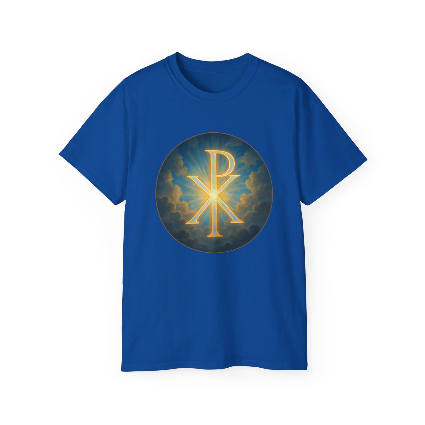 Men’s Christian T-Shirt with Chi Rho – Historic Symbol of Christ Tee