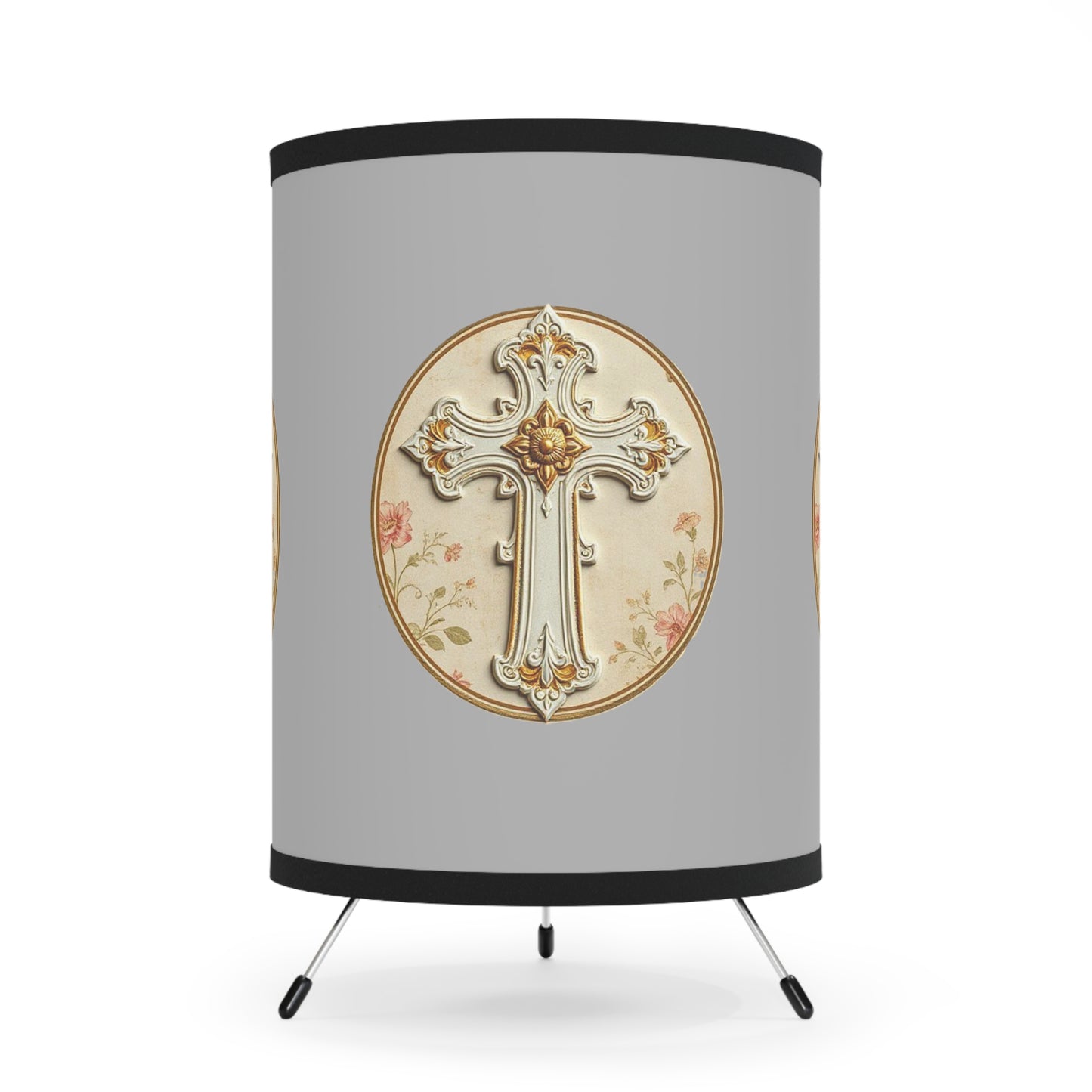 Pure Light – Ivory Cross Tripod Lamp for Faith-Filled Rooms