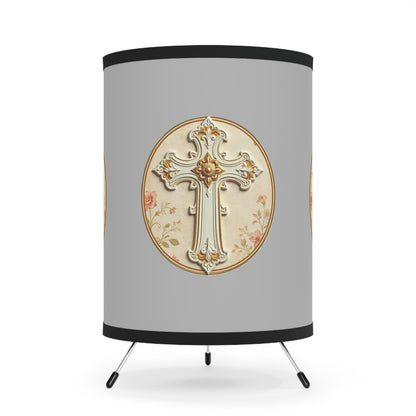 Pure Light – Ivory Cross Tripod Lamp for Faith-Filled Rooms