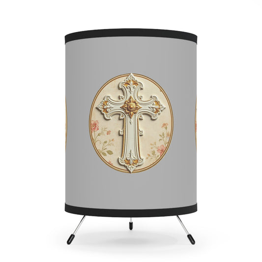 Pure Light – Ivory Cross Tripod Lamp for Faith-Filled Rooms
