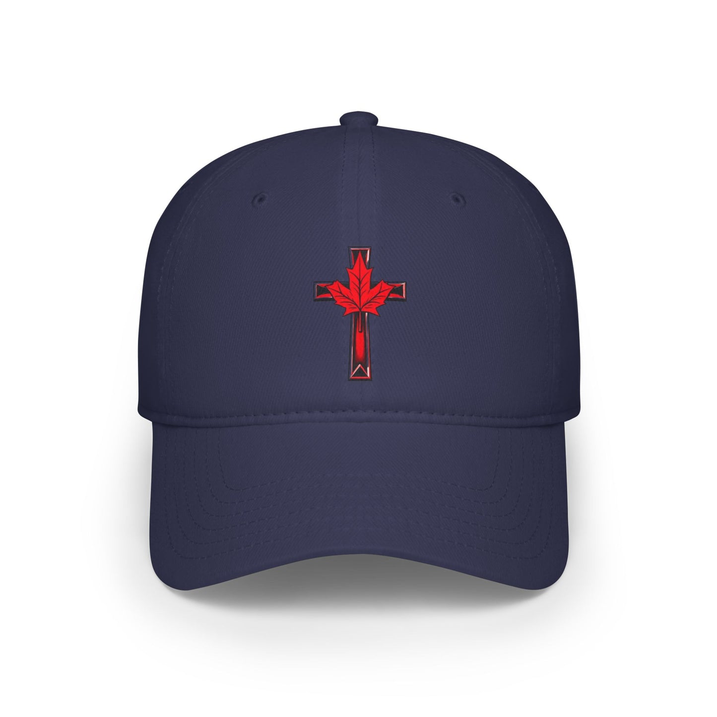 Canadian Cross Low Profile Baseball Cap – Christian Maple Leaf Hat for Faith & Country