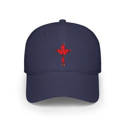 Canadian Cross Low Profile Baseball Cap – Christian Maple Leaf Hat for Faith & Country