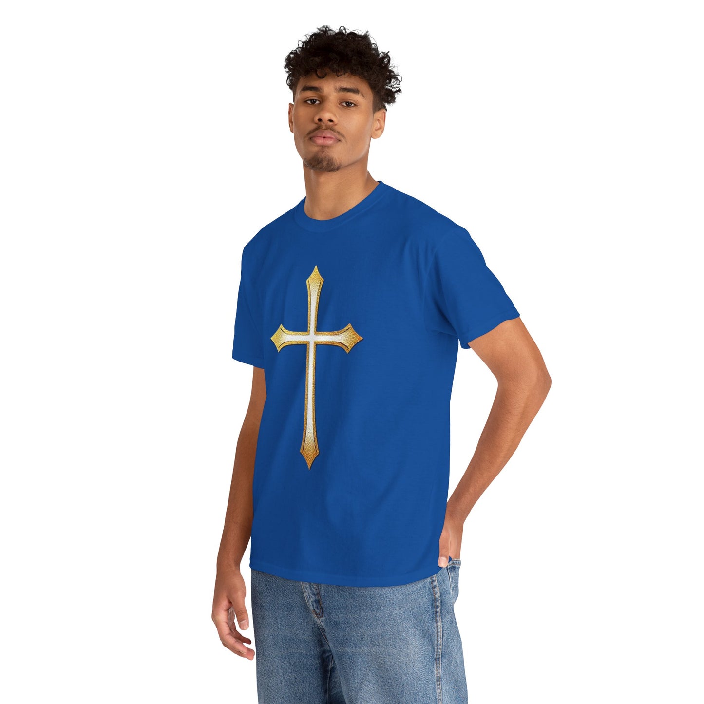Men’s Gold Cross Tee – Christian Faith-Inspired Apparel
