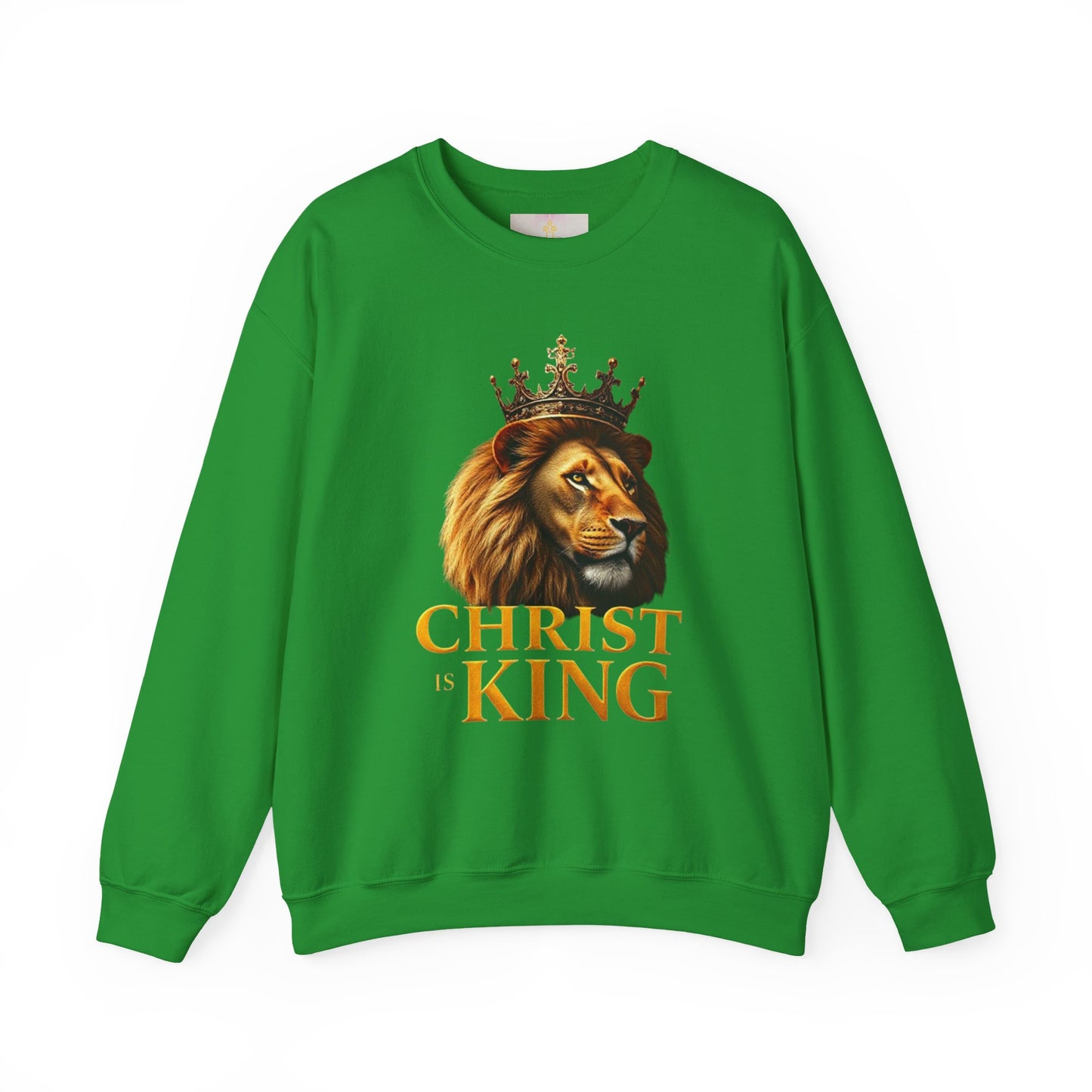 Christ is King – Men’s Christian Sweatshirt with Crowned Lion & Cross