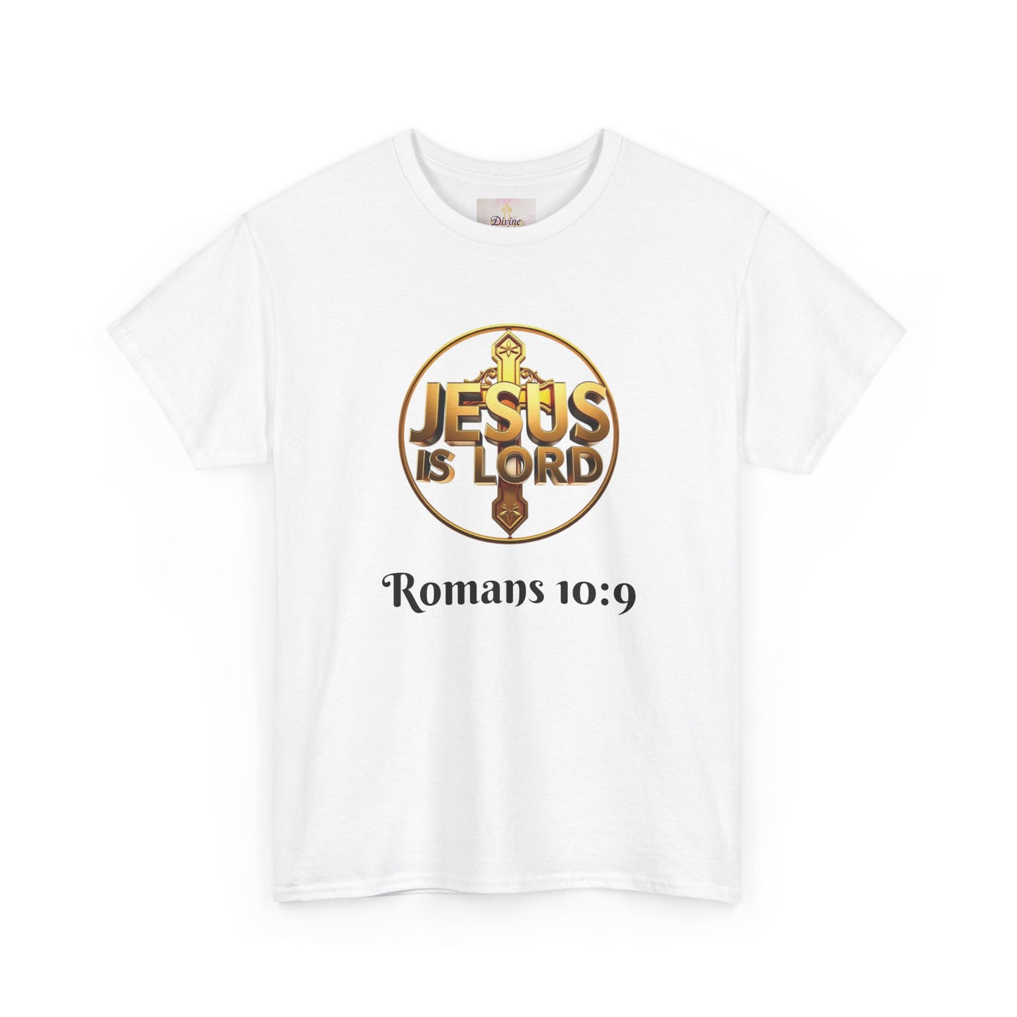 Men’s Romans 10:9 Christian T-Shirt – Jesus Is Lord & He Is Risen (Dark Lettering)