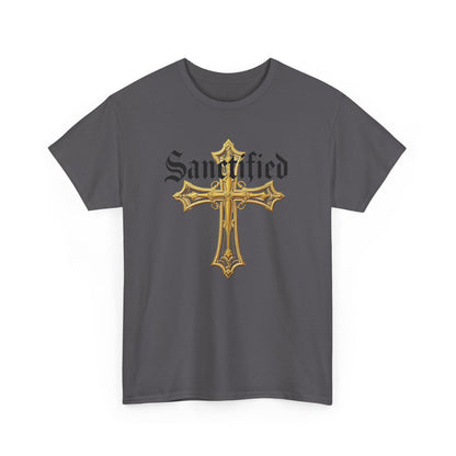 Sanctified Men's Gothic Cross T-Shirt – Faith in Bold Elegance